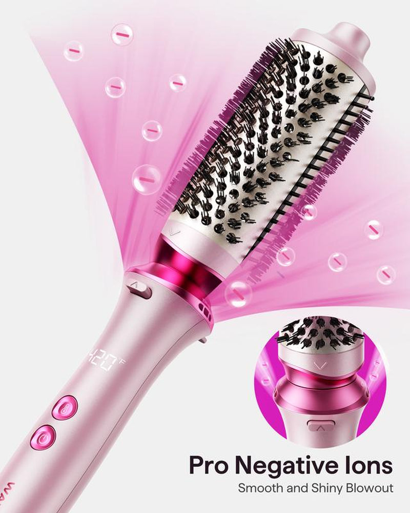 Wavytalk Heatwave Pro Ionic Thermal Brush Set - Achieve Salon-Quality Shine & Effortless Blowouts with Interchangeable Brushes for All Hair Lengths - Stylish Pink Design