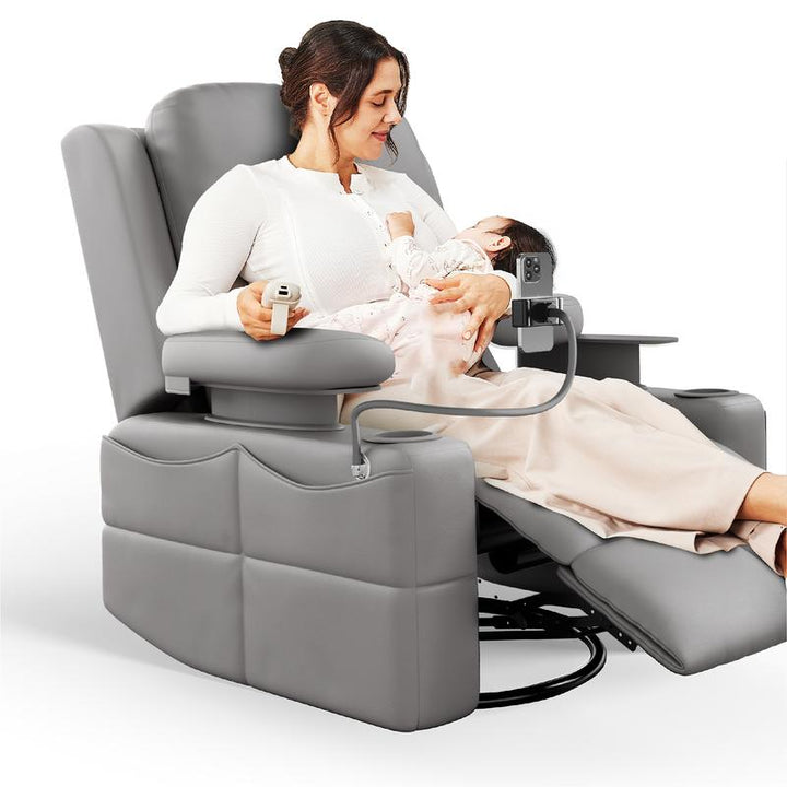 Adjustable Armrest Electric Glider Recliner Nursery Rocking Chair with USB Port & Storage - FSC Certified Comfort for Your Baby's Room