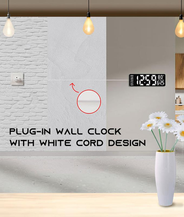 16.5" Large Digital Wall Clock with Remote Control - RGB Atmosphere Lights, Dual Alarms & Big LED Display for Home, Classroom & Game Decor - Auto DST Adjustment