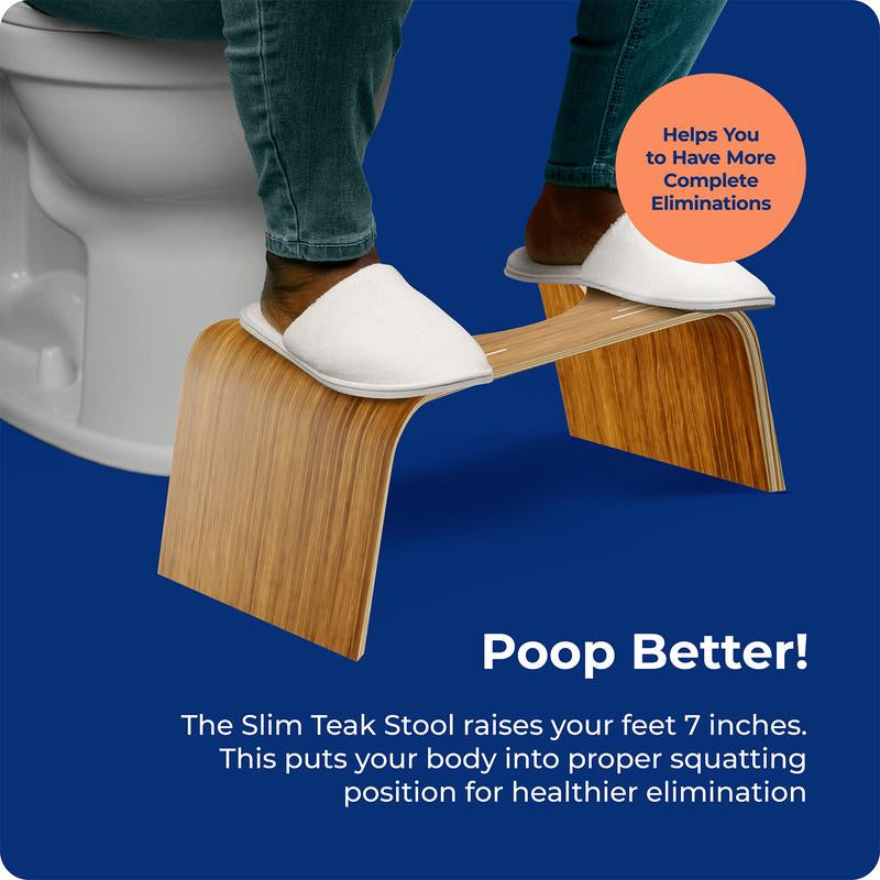 Squatty Potty Slim Teak Toilet Stool - Doctor Recommended for Better Digestion and Comfort