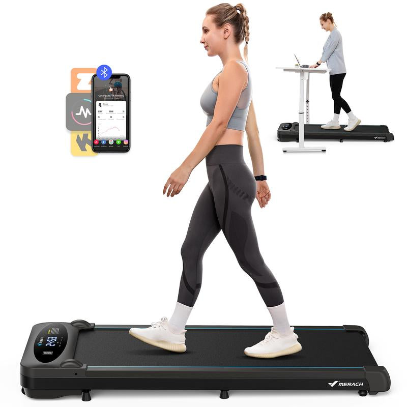 MERACH 2-in-1 Under Desk Treadmill - Low-Noise Walking Pad with Remote Control, Perfect for Walking and Jogging, 265lbs Capacity