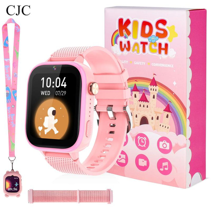 CJC Kids Smartwatch with Built-In GPS, SOS Emergency Call Button, Two-Way Talk Function, Camera, 47 Educational Games, Tons of Apps to Download Touch Screen Weaved Strap Wearable Smartphone Wristwatch