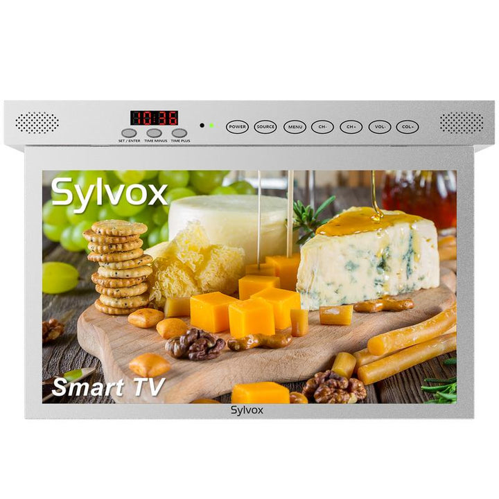 SYLVOX 15.6" Smart TV - Under Cabinet Design, Google TV, 1080P FHD, Wifi & Bluetooth for Kitchen, Bedroom, RV Camper