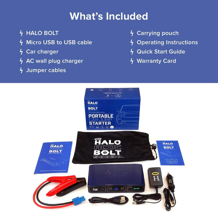 Bolt 58830mWh Ultimate Portable Charger & Car Jump Starter - Includes AC Outlet, USB & Car Charger!