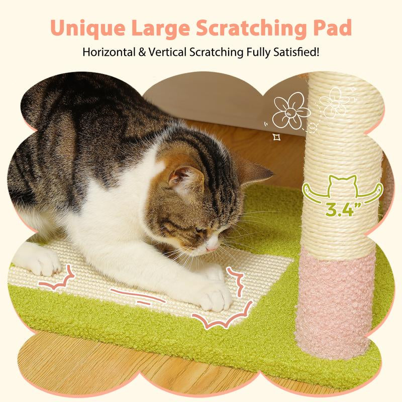 Luxurious 72-Inch Flower & Cactus Cat Tree with Scratching Posts, Cozy Perches, and Condos – Perfect Indoor Playground for Your Feline Friend (Gray/Dark Gray/Beige)