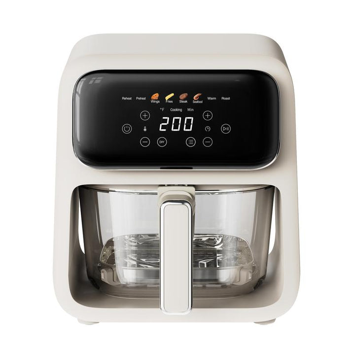 Crispy Quiet 4-in-1 Non-Toxic Glass Air Fryer & Containers - 4.2Qt, Dishwasher Safe, 400°F Air Crisp Technology for Easy Meals - Ivory