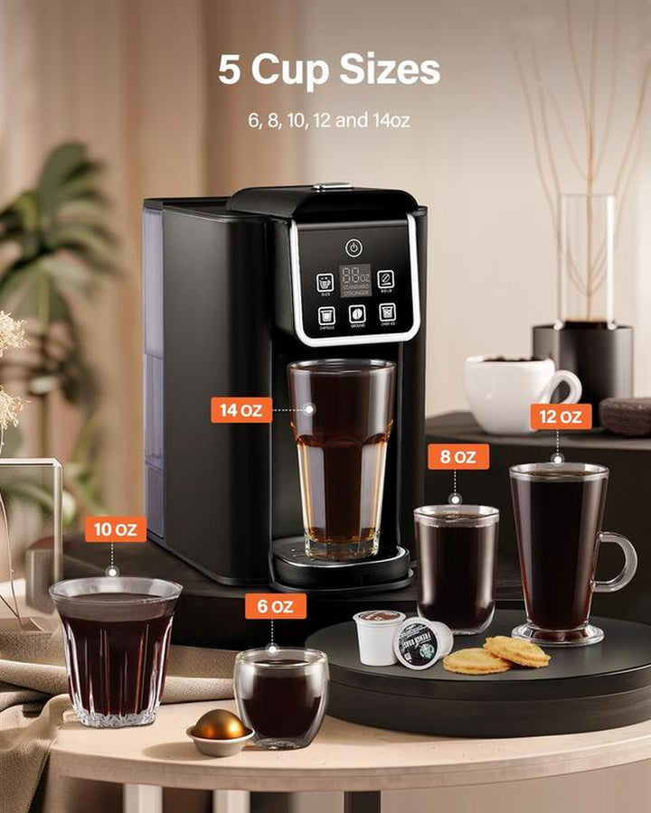 SHARDOR Single Serve Coffee Maker - Versatile Hot & Iced Brew, 5 Cup Sizes, 20 Bar Espresso Machine with Milk Frother & Touchscreen for K Cup Pods & Ground Coffee