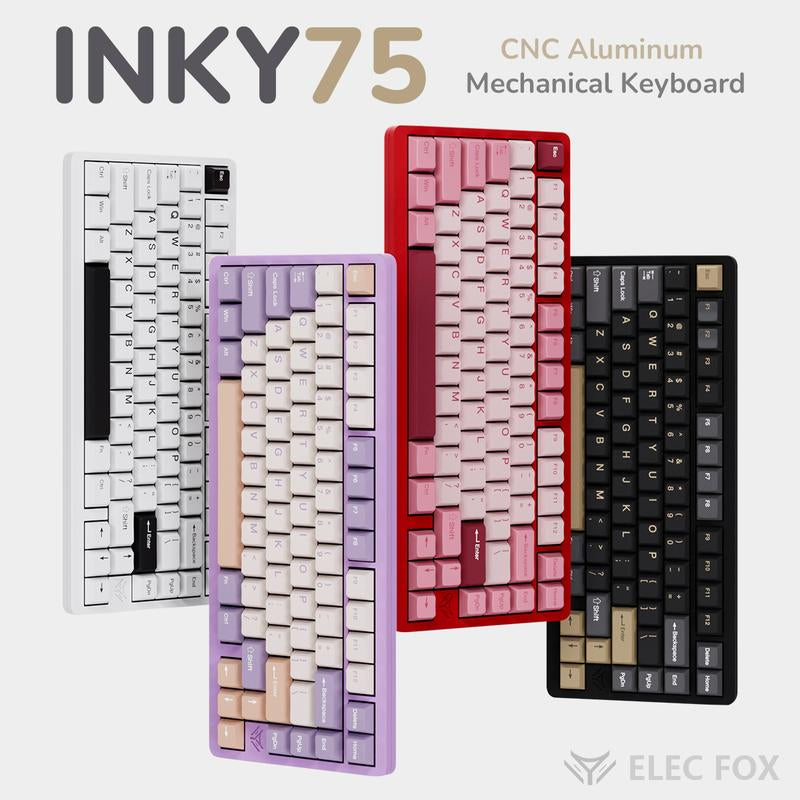 Elecfox INKY75 75% Aluminum Mechanical Keyboard - Rechargeable RGB Backlight, Perfect Father's Day Gift for PC Gamers!