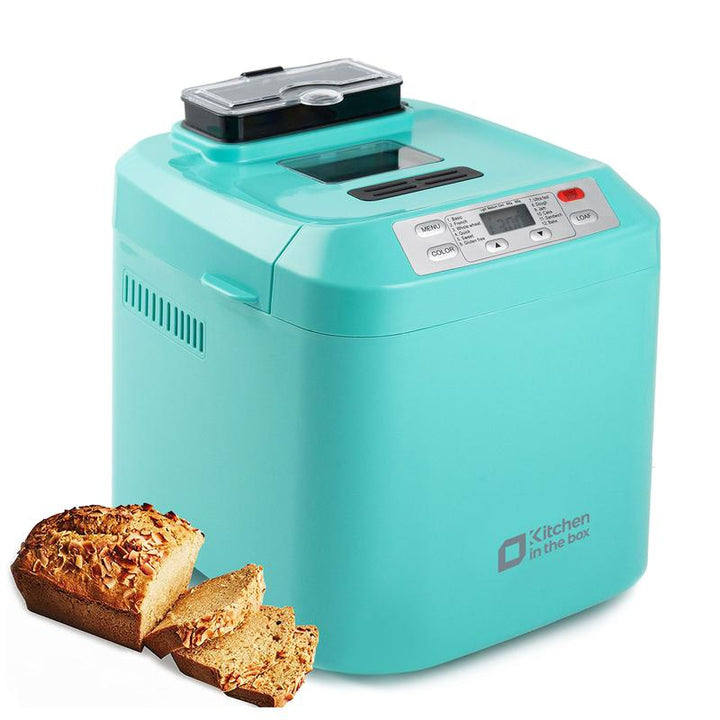 Premium 12-in-1 Automatic Bread Maker - 2LB Capacity, Auto Fruit & Nut Dispenser, Gluten-Free Options, 13-Hour Timer, 1-Hour Keep Warm, 3 Crust Colors - Sleek White Design