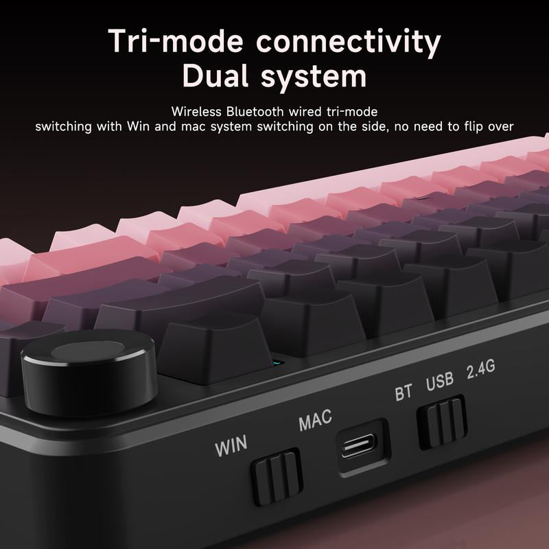 AJAZZ AK820 MAX plus Upgraded Wireless Mechanical Keyboard,Creamy Budget Keyboard, Bt5.0/2.4Ghz/Usb-C Gaming Keyboard with 5 Layers of Padding, Flexible Cut PCB, 8000Mah, FR4 Board, RGB Backlight, for Win/Mac