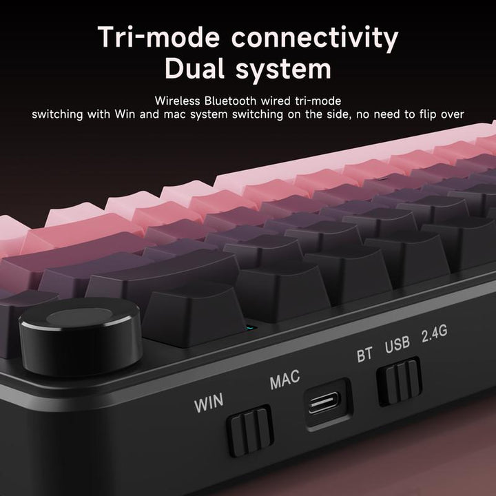 AJAZZ AK820 MAX plus Upgraded Wireless Mechanical Keyboard,Creamy Budget Keyboard, Bt5.0/2.4Ghz/Usb-C Gaming Keyboard with 5 Layers of Padding, Flexible Cut PCB, 8000Mah, FR4 Board, RGB Backlight, for Win/Mac