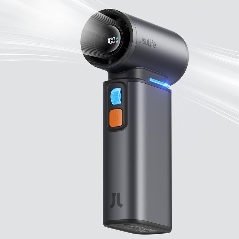 JISULIFE Portable Handheld Turbo Fan, 100 Speeds Adjustable Mini Personal Fan, 9000Mah USB Rechargeable Fan Battery Operated, LED Display