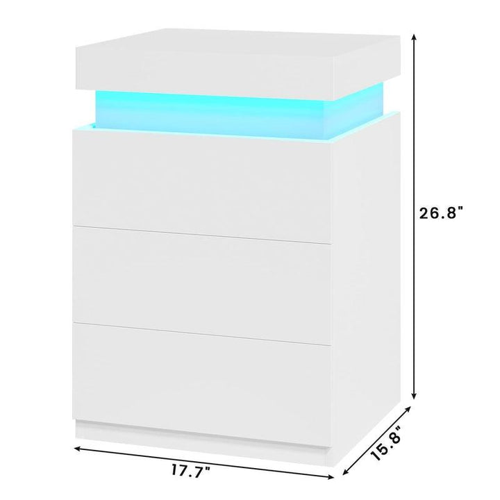 Sikaic Modern Nightstand with Sliding Top Charging Station & LED Lights - Stylish Bedroom Furniture