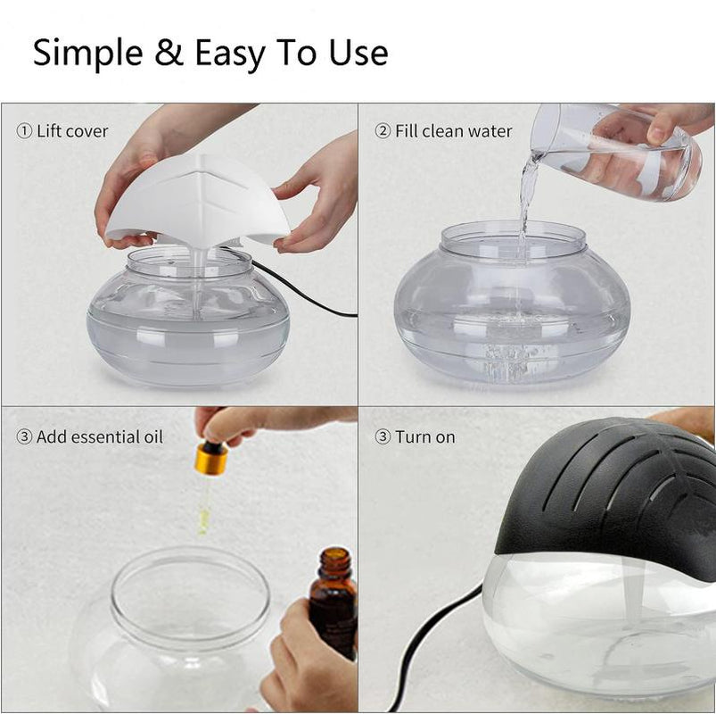 Air Purifier- Water Air Revitalizer, Air Washer, Air Freshener, Room Aromatizer, Aroma and Essential Oil Diffuser with 7 Color Adjustable LED Lights