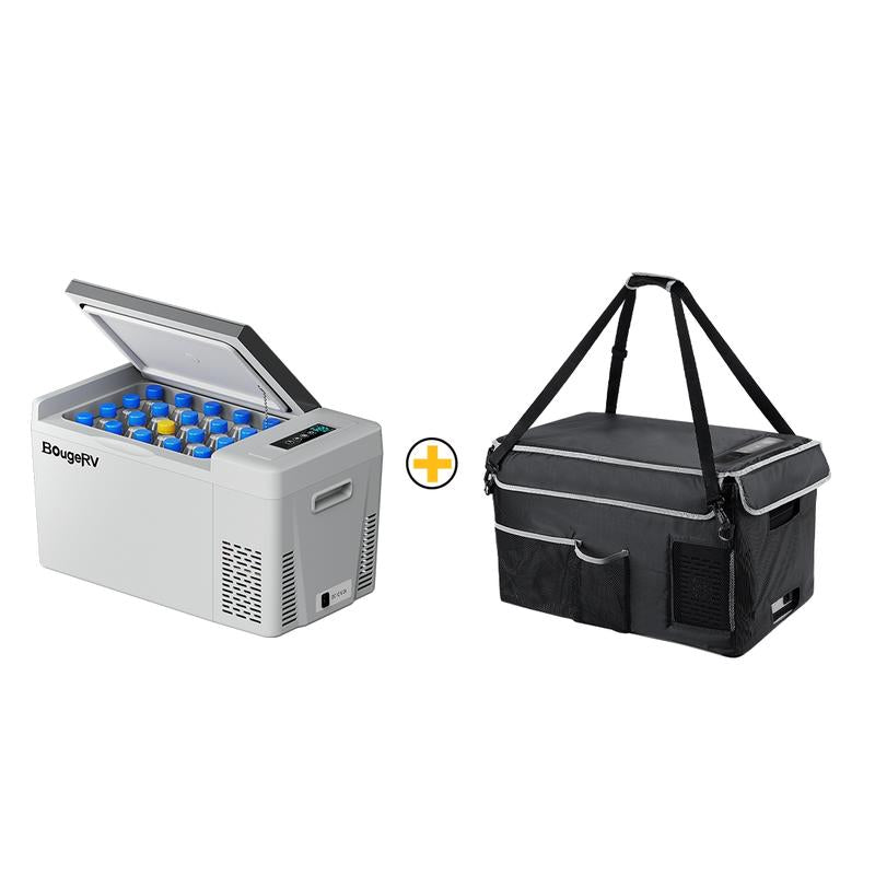 Bougerv 23 Quart Portable Fridge - Ultimate Camping & Road Trip Cooler with Dual Voltage for Trucks, Vans, and RVs - Freezes Down to -7℉!