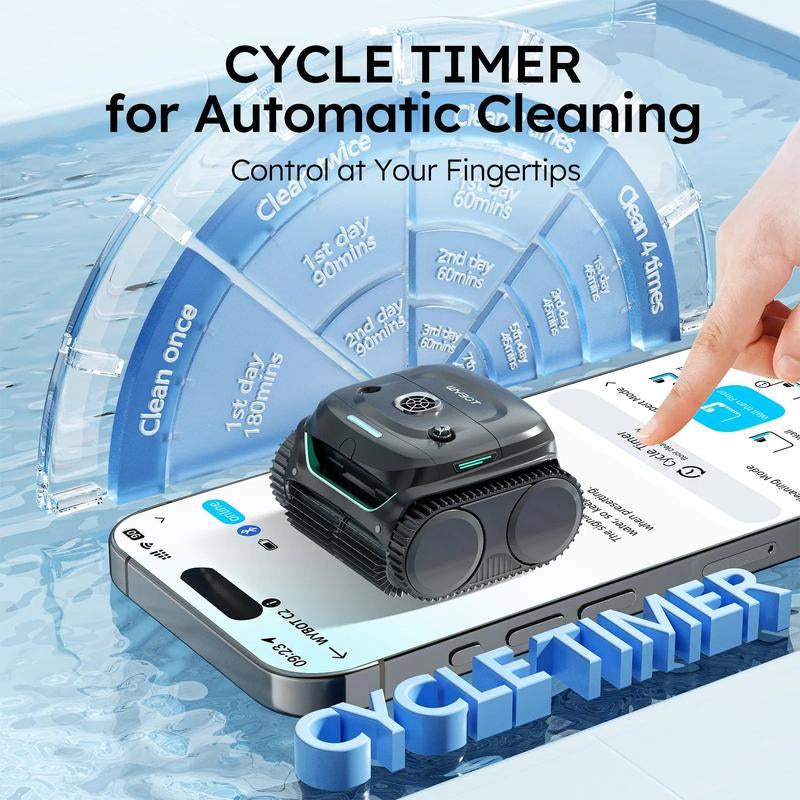 WYBOT C2 Cordless Robotic Pool Cleaner - Powerful Suction, Dual Filtration, Wall Climbing & Waterline Cleaning for Inground Pools - Lasts 180 Mins in Echo Mode - Perfect Father's Day Gift!