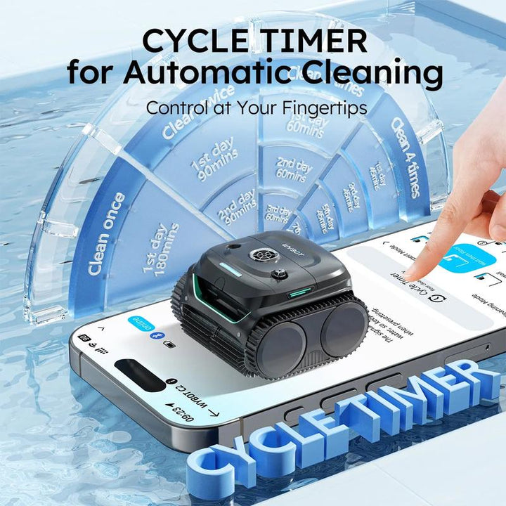 WYBOT C2 Cordless Robotic Pool Cleaner - Powerful Suction, Dual Filtration, Wall Climbing & Waterline Cleaning for Inground Pools - Lasts 180 Mins in Echo Mode - Perfect Father's Day Gift!