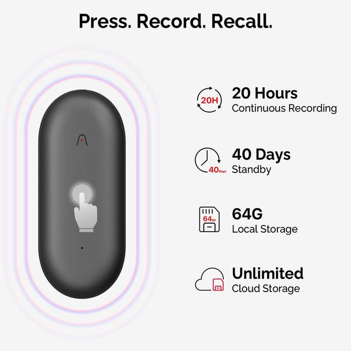 PLAUD Notepin AI Voice Recorder - Smart Notetaker & Transcriber with 64GB Memory, App Control, Supports 112 Languages for Lectures & Meetings