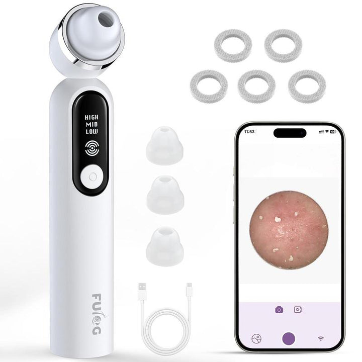 Fulog Blackhead Remover Vacuum - USB Pore Cleaner with Camera, 3 Suction Heads & Adjustable Modes - Perfect Gift for Women on Christmas & Thanksgiving!
