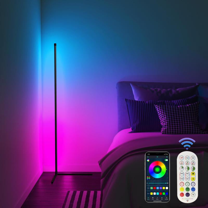 RGB USB Powered LED Floor Lamp - Smart App & Remote Control, Music Sync Ambient Light for Gaming & Home Decor