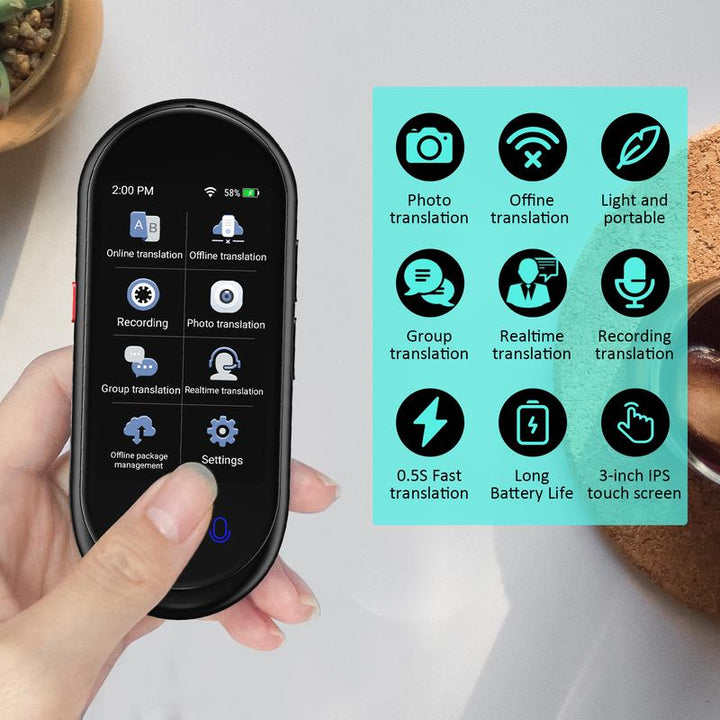 Vormor Portable Language Translator Device - 138 Languages, 3.1" Screen, Smart Voice & Photo Translation, Rechargeable & Multifunctional for Travel, Learning & Office Use