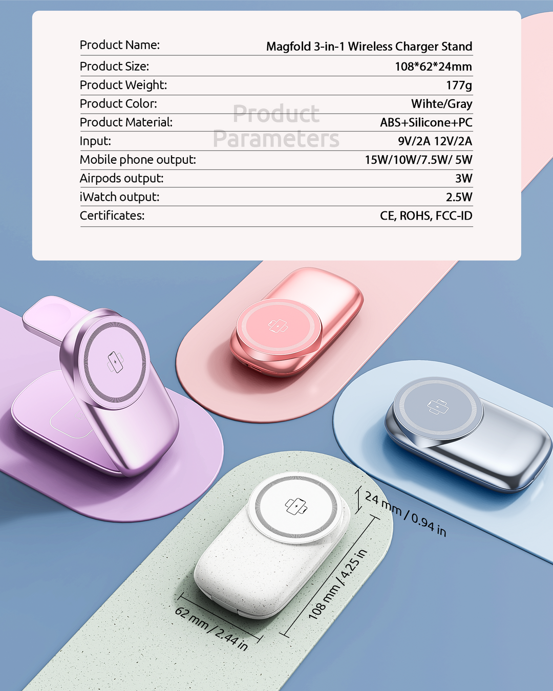 GizmoHatch | Magfold 3 in 1 Foldable Wireless Charging Stand