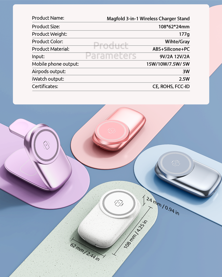GizmoHatch | Magfold 3 in 1 Foldable Wireless Charging Stand