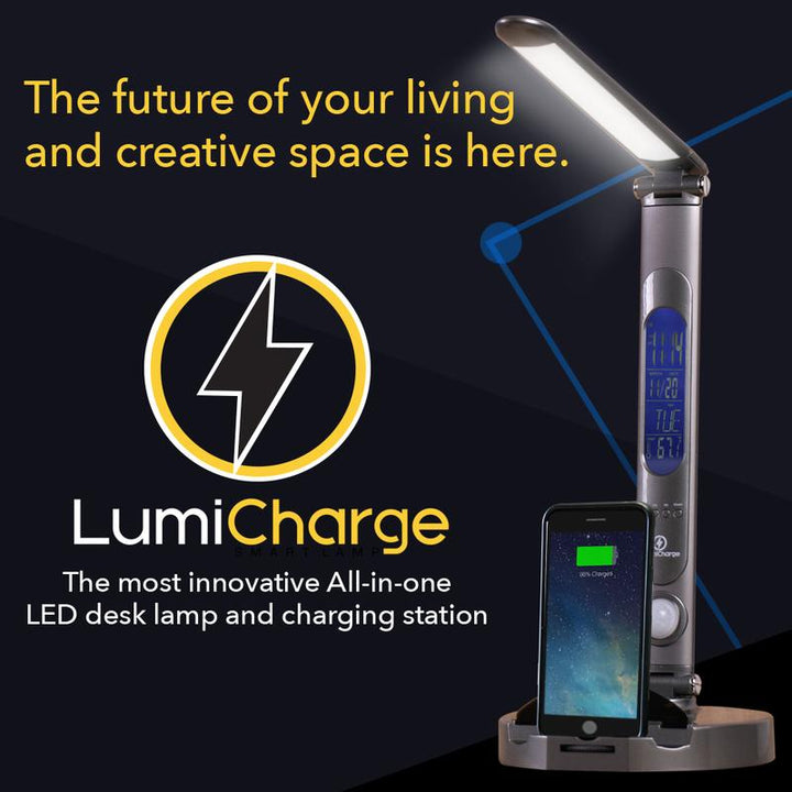 Lumi Charge 2: Versatile 6-In-1 Eye-Friendly LED Desk Lamp with Wireless Charging, Smart Features & USB Port