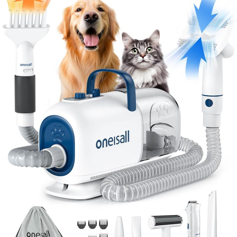 Oneisall Cozy C1 Smart Pet Grooming Kit - Vacuum Blow Dryer & Clippers for Shedding, Drying, and Trimming with 7 Heat Settings & Adjustable Air Flow