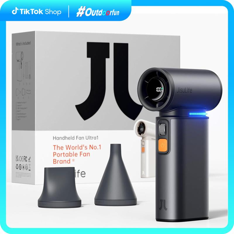 JISULIFE Portable Handheld Turbo Fan, 100 Speeds Adjustable Mini Personal Fan, 9000Mah USB Rechargeable Fan Battery Operated, LED Display