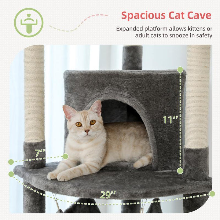 Adjustable PAWZ Road 92.9-101.6 Inch Floor to Ceiling Cat Tree with Scratching Posts, Condo, Perches & Hammock – Perfect for Indoor Cats!