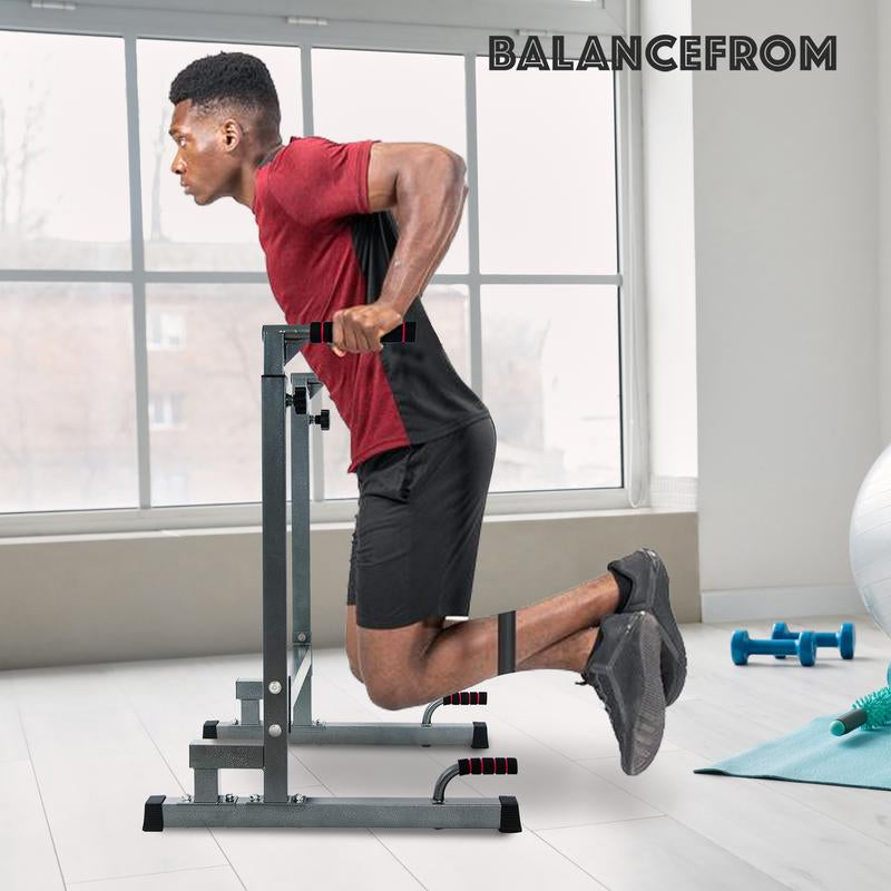 Balancefrom 500Lb Capacity Multi-Function Home Gym Dip Stand & Pull-Up Bar - Ultimate Upper Body Workout Equipment for Triceps and Strength Training