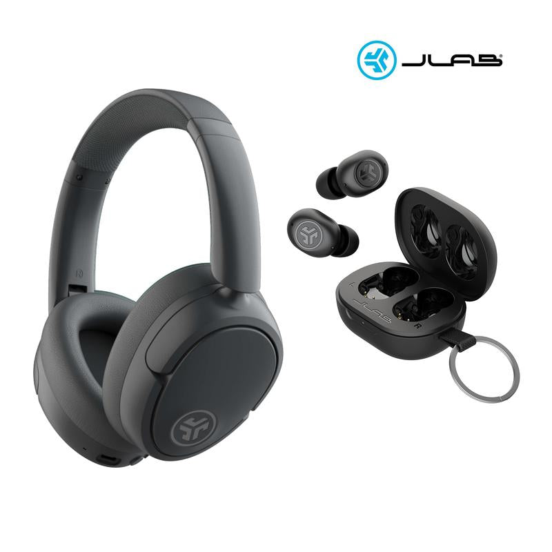 JLab Jbuds Lux Active Noise Cancelling Headphones & Mini Earbuds Gift Set - Premium Sound in Graphite & Black