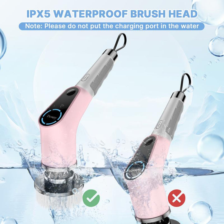 Revitalize Your Cleaning Routine This Summer! Dovety Pink Electric Spin Scrubber with 8 Brush Heads, 2 Speeds & Adjustable Handle - Perfect for Bathroom, Kitchen, Tub, Tile & Floor!
