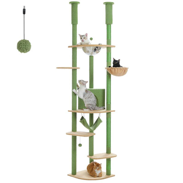 Adjustable PAWZ Road 92.9-101.6 Inch Floor to Ceiling Cat Tree with Scratching Posts, Condo, Perches & Hammock – Perfect for Indoor Cats!