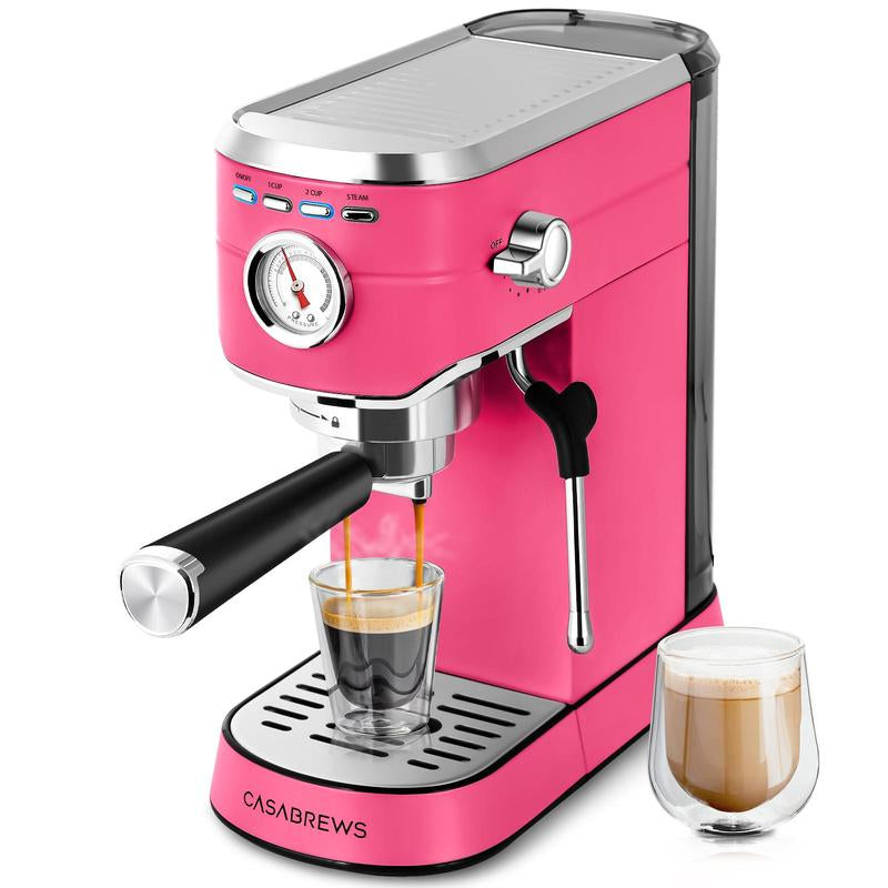 CASABREWS CM5418BC Espresso Machine - 20 Bar Pressure, Milk Frother & Compact Design for Perfect Coffee Extraction