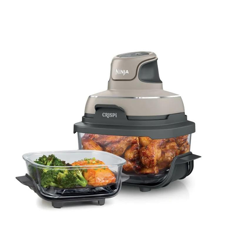 Ninja Crispi 4-in-1 Portable Glass Cooking System - Versatile 4 QT & 6 Cup Containers with Storage Lids, Freezer & Dishwasher Safe!