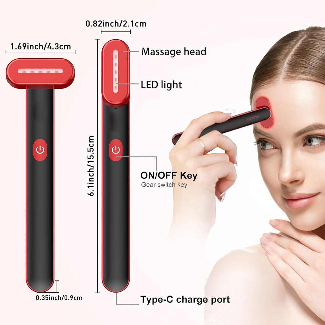Revitalize Your Skin with the Ultimate 7-in-1 LED Red Light Therapy Wand for Face and Neck - Featuring Thermal, Vibration, and Massage Benefits!