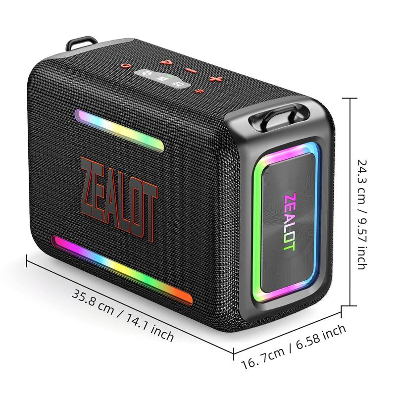 ZEALOT S95 120W Waterproof Wireless Speaker - Portable Rechargeable Sound System with LED Light for Home, Outdoor, Camping, and Parties - Perfect Gift for Men