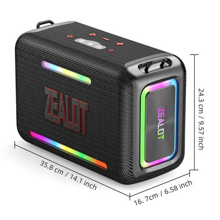 ZEALOT S95 120W Waterproof Wireless Speaker - Portable Rechargeable Sound System with LED Light for Home, Outdoor, Camping, and Parties - Perfect Gift for Men