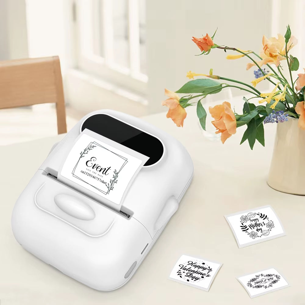 Compact Bluetooth Mini Label Printer - Inkless Thermal Adhesive Sticker & Barcode Maker P50