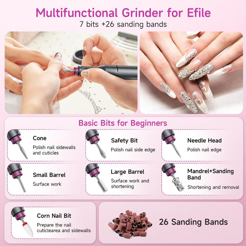HALMAI Ultra Power Cordless Nail Drill - Professional Electric File for Acrylic & Gel Nails, Vibration-Free with 10-Second Gel Removal, Dark Grey