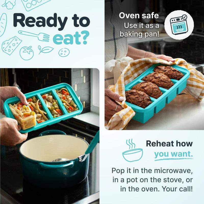 Souper Cubes Ultimate Kitchen Gift Set - Versatile 4 Pack Silicone Freezer Trays (1 Cup, 2 Cup, 1/2 Cup & 2 Tbsp)