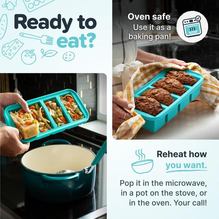 Souper Cubes Ultimate Kitchen Gift Set - Versatile 4 Pack Silicone Freezer Trays (1 Cup, 2 Cup, 1/2 Cup & 2 Tbsp)