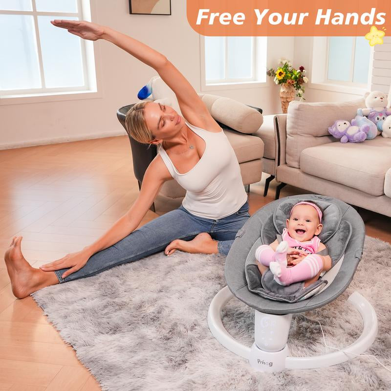 Premium Electric Baby Swing with LED Touch Panel, 5 Sway Speeds & Remote Control – Bluetooth & Music Infant Rocker Perfect for Christmas Gifts (Indoor/Outdoor)