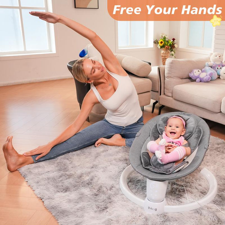 Premium Electric Baby Swing with LED Touch Panel, 5 Sway Speeds & Remote Control – Bluetooth & Music Infant Rocker Perfect for Christmas Gifts (Indoor/Outdoor)