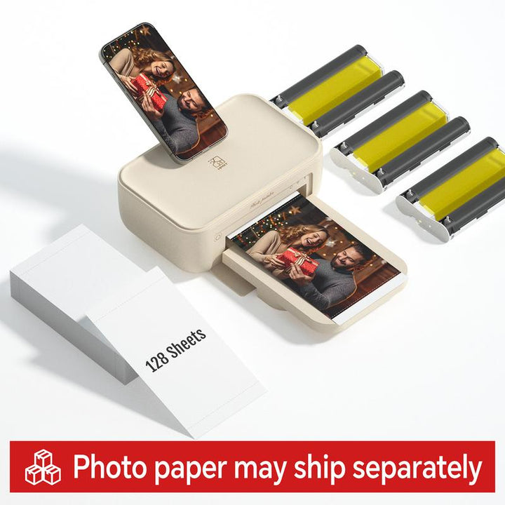Portable 4X6 Photo Printer with 20 Sheets & 1 Ribbon - Perfect for iPhone, Android & Smartphones - Thermal Dye-Sublimation & AR Video Printing
