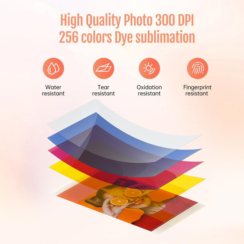 Portable 4X6 Photo Printer with 20 Sheets & 1 Ribbon - Perfect for iPhone, Android & Smartphones - Thermal Dye-Sublimation & AR Video Printing
