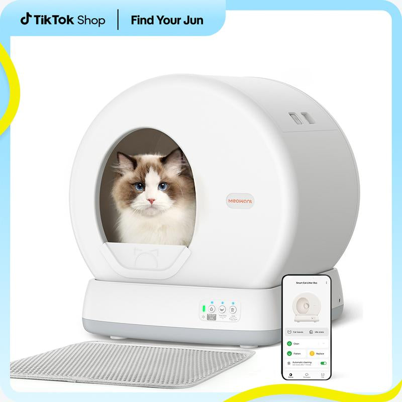 Meowant SC01 Smart Self-Cleaning Cat Litter Box - Extra Large, Odor Control, App Controlled with Mat & Liner - Ultimate Convenience for Pet Owners!