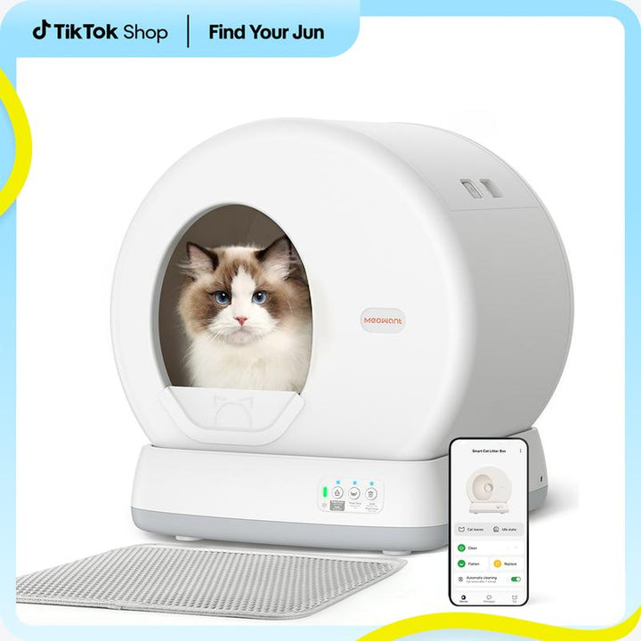Meowant SC01 Smart Self-Cleaning Cat Litter Box - Extra Large, Odor Control, App Controlled with Mat & Liner - Ultimate Convenience for Pet Owners!